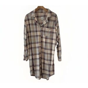Echo Sleepwear Womens XL Plaid Button Down Nightshirt Sleep Shirt Tartan NWT